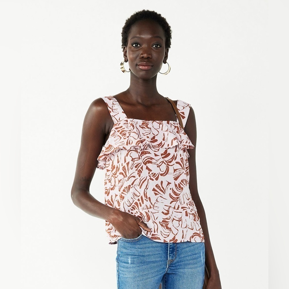 Nine West Ruffle Wide Strap Tank l SIZE XS